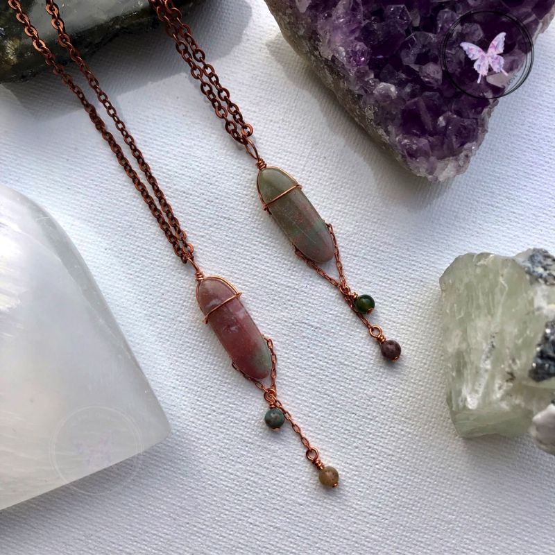Fancy Jasper Copper Chain Pendant Necklace